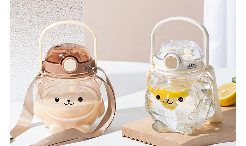 1000ML吸管水杯卡通可爱双饮塑料杯（彩盒）