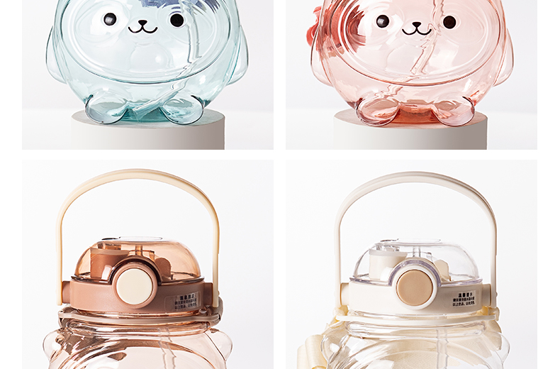 1000ML吸管水杯卡通可爱双饮塑料杯（彩盒）