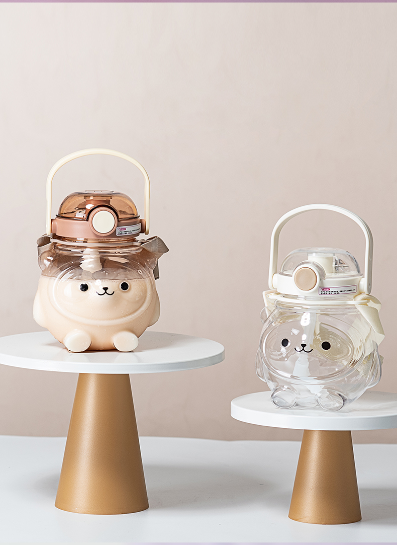 1000ML单饮吸管水杯卡通可爱塑料杯（彩盒）