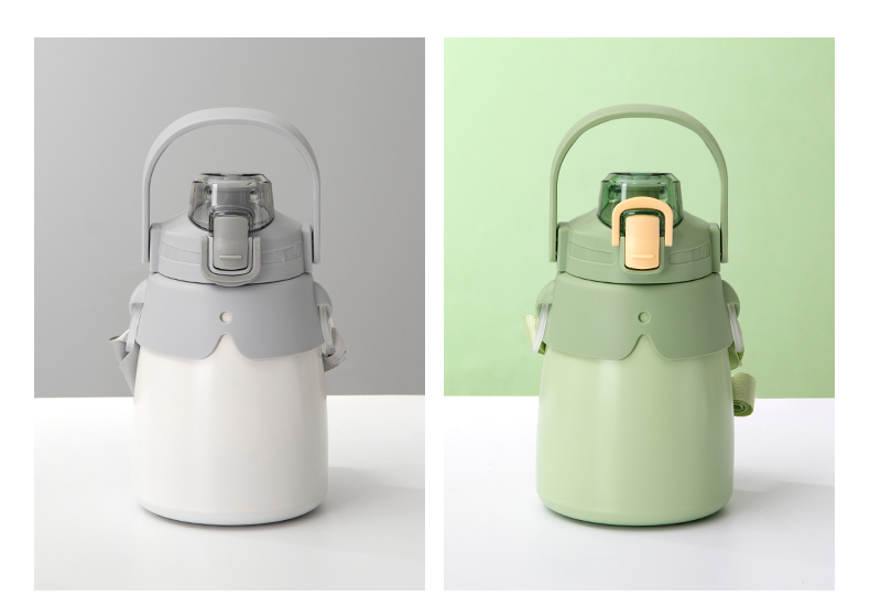 850ML萌趣提手大胖保温杯316不锈钢背带手提两用水杯