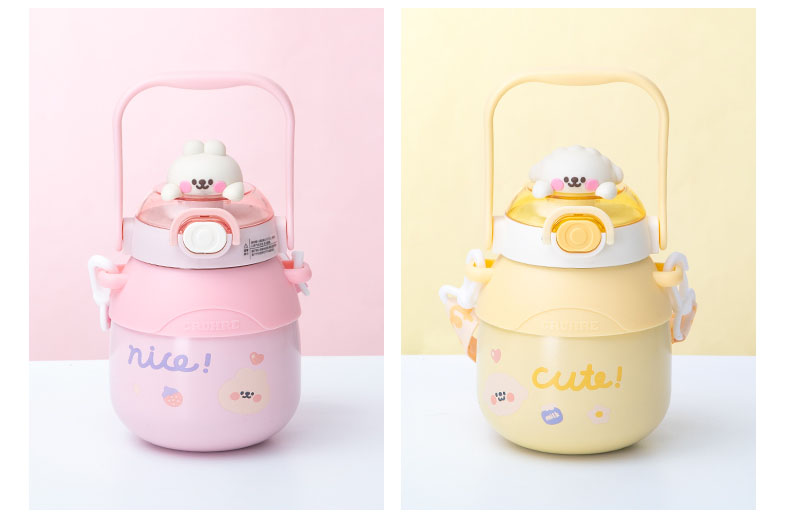 780ML卡通抱抱动物保温杯304不锈钢可爱吸管水杯