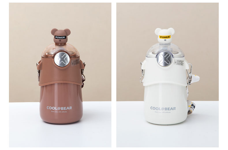 480ML CH能量熊保温杯304不锈钢带吸管弹跳盖水杯