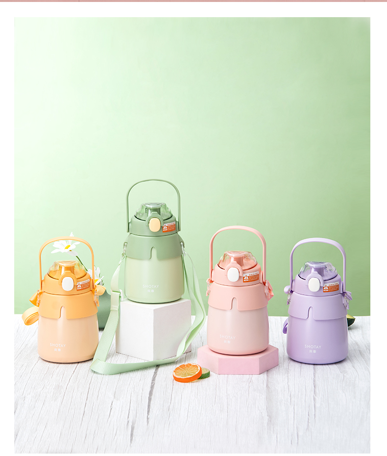 900ML尚泰大肚保温壶316不锈钢萌趣单饮保温杯