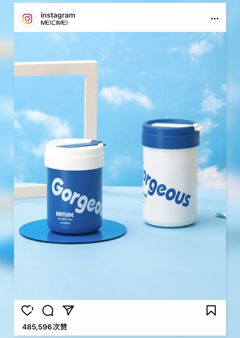 420ML简约时尚吨吨保温杯304不锈钢迷你便携吸管杯