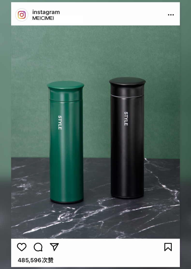 450ML小清新欧格保温杯男女士纯色商务办公直身水杯