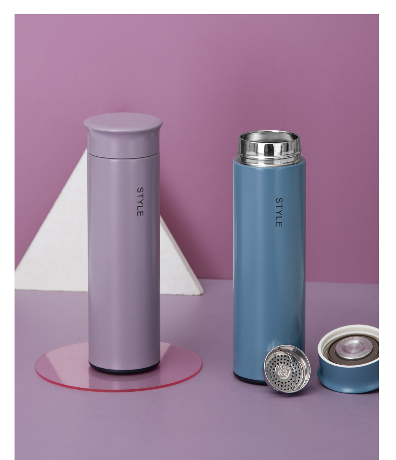 450ML小清新欧格保温杯男女士纯色商务办公直身水杯