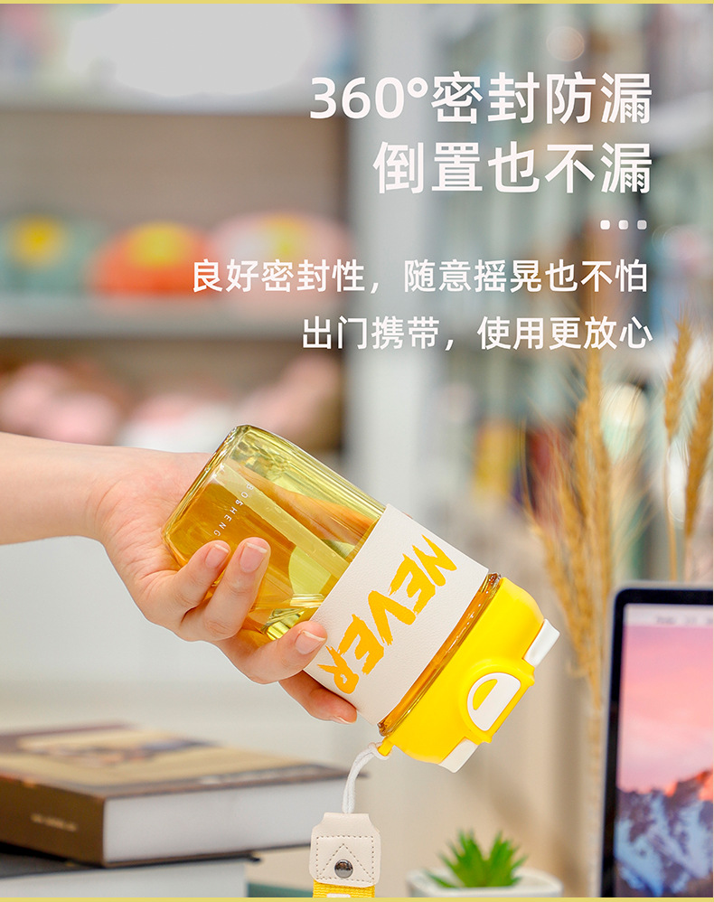 500ML乐枫双饮口咖啡塑料杯高颜值直饮吸管水杯（彩盒）