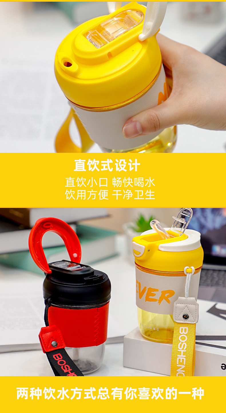 500ML乐枫双饮口咖啡塑料杯高颜值直饮吸管水杯（彩盒）