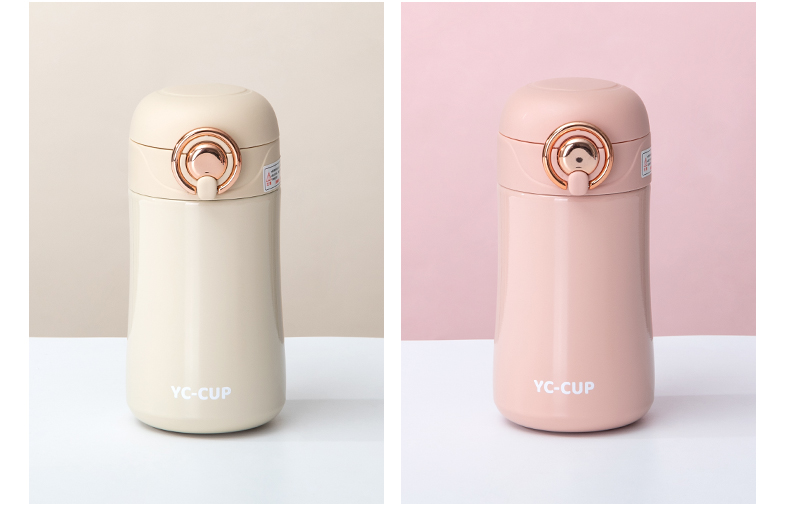 400ML简约时尚英伦米豆豆吸管弹跳杯304不锈钢保温杯