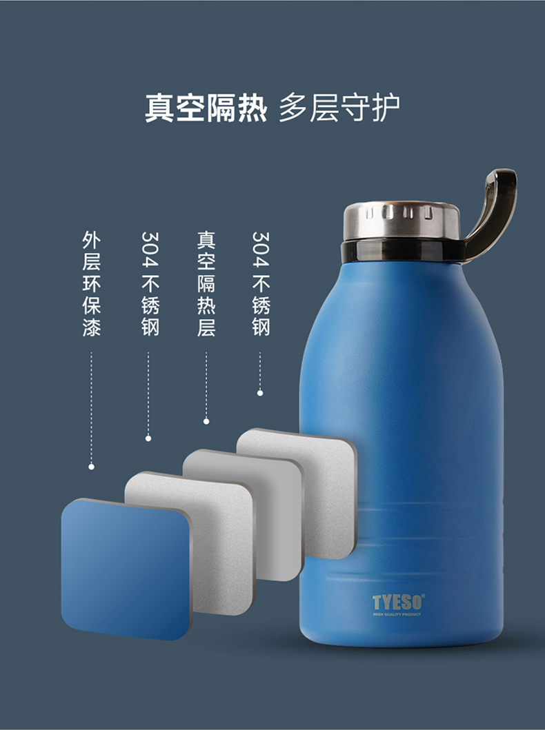 1500ML大容量手提运动户外保温杯304不锈钢水杯