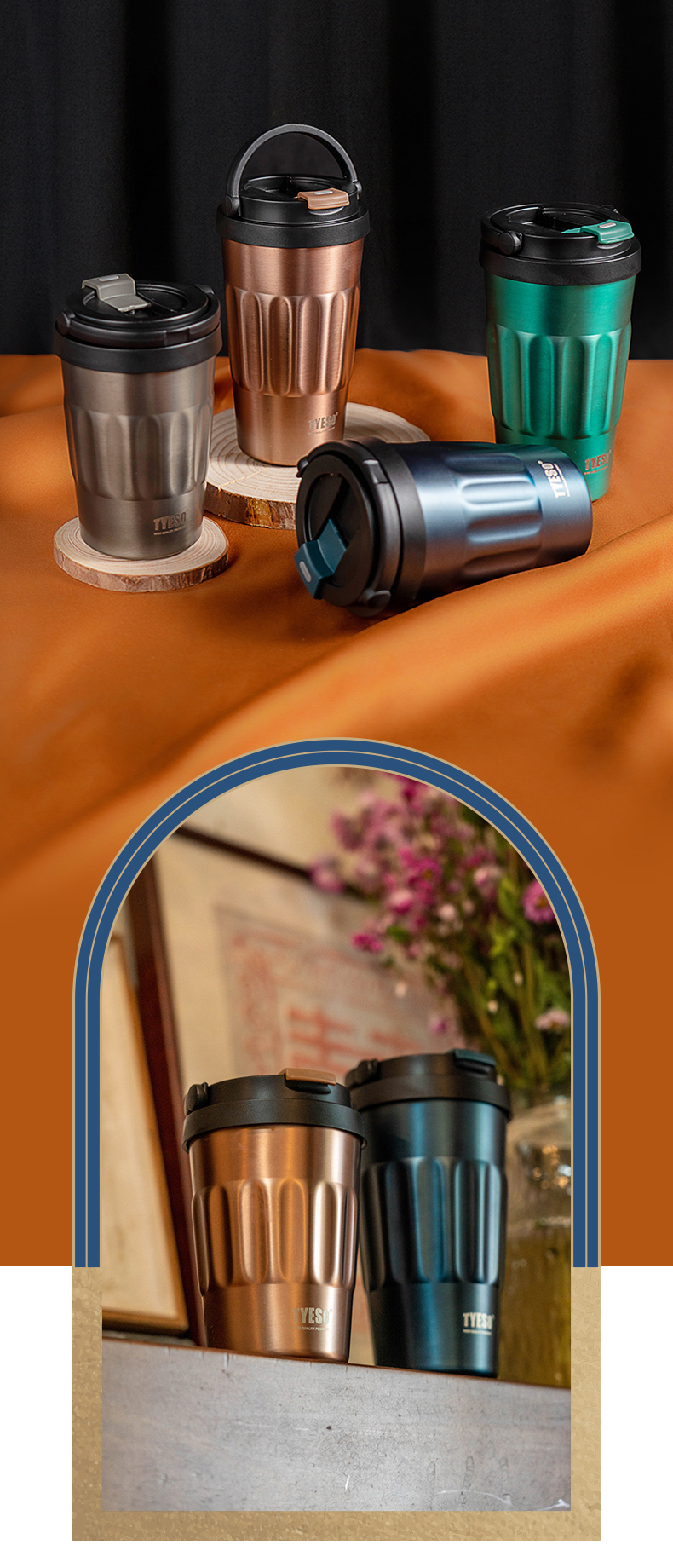 400ML简约22#手提咖啡杯304不锈钢男女士商务保温杯