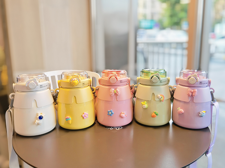 1000ML时尚小披风大肚保温杯316不锈钢可斜挎水杯