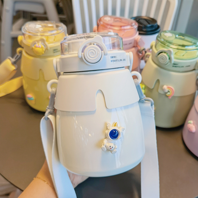 1000ML时尚小披风大肚保温杯316不锈钢可斜挎水杯