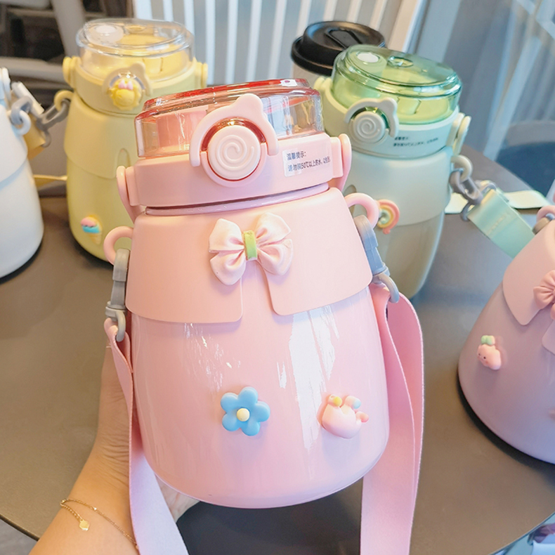 1000ML时尚小披风大肚保温杯316不锈钢可斜挎水杯