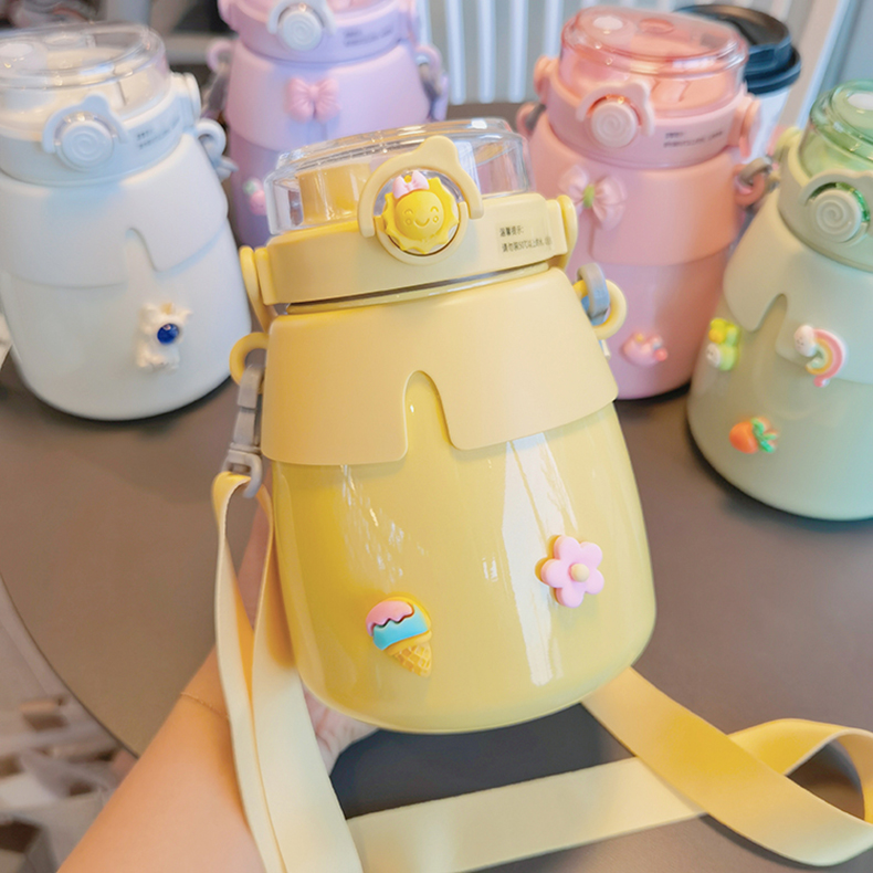 1000ML时尚小披风大肚保温杯316不锈钢可斜挎水杯