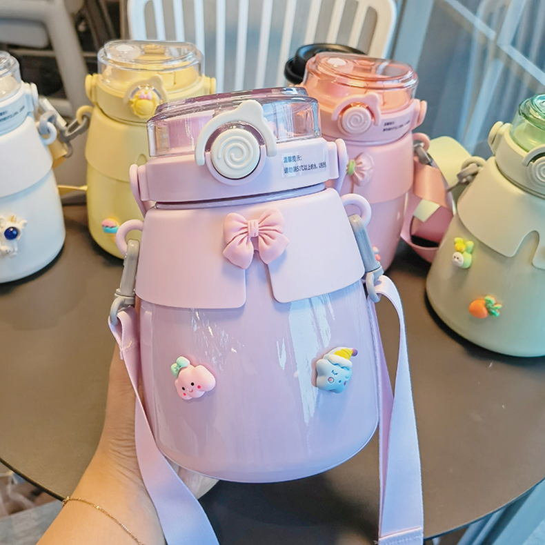 1000ML时尚小披风大肚保温杯316不锈钢可斜挎水杯