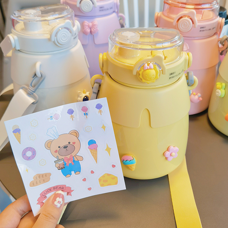 1000ML时尚小披风大肚保温杯316不锈钢可斜挎水杯