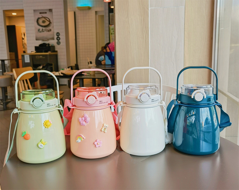 1000ML吨吨畅饮大肚保温杯304不锈钢大容量弹盖水杯