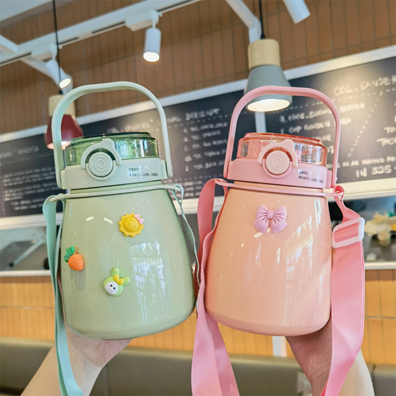 1000ML吨吨畅饮大肚保温杯304不锈钢大容量弹盖水杯