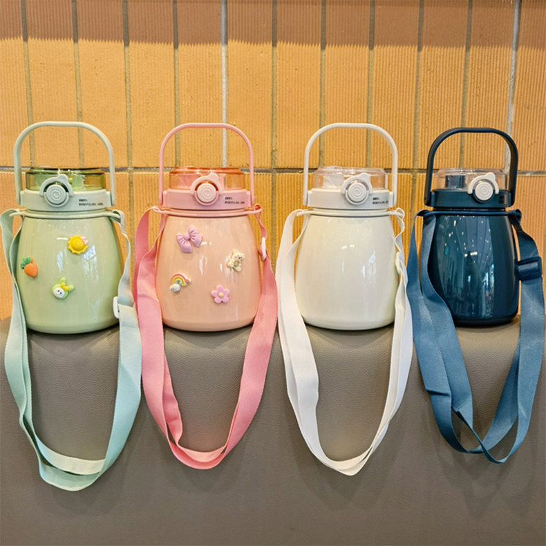 1000ML吨吨畅饮大肚保温杯304不锈钢大容量弹盖水杯