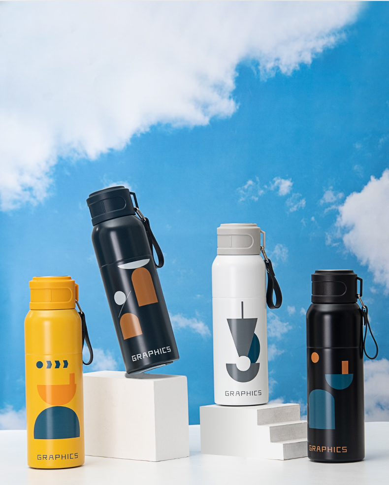 500ML创意几何漫步太空保温杯304不锈钢便携运动水杯