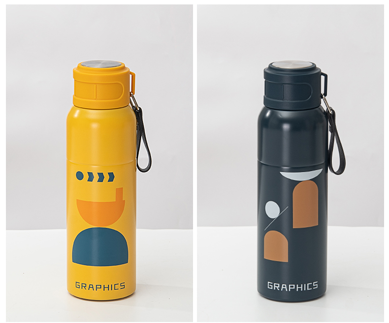 500ML创意几何漫步太空保温杯304不锈钢便携运动水杯