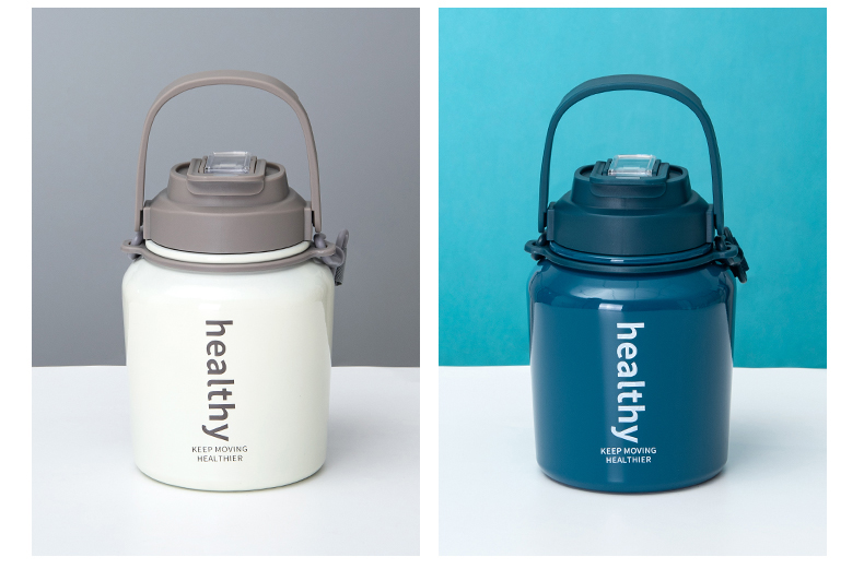 1100ML创意方糖保温杯304不锈钢双饮口便携吸管水杯