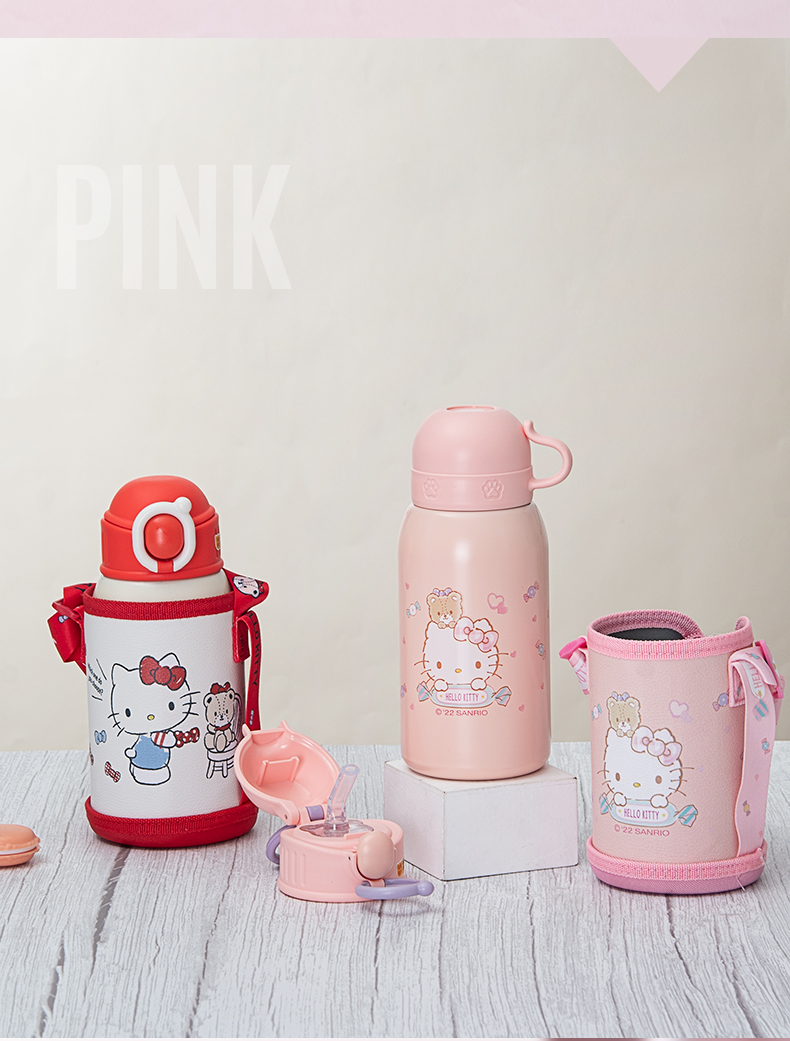 600ML卡通Hello Kitty两用儿童保温杯316不锈钢吸管杯