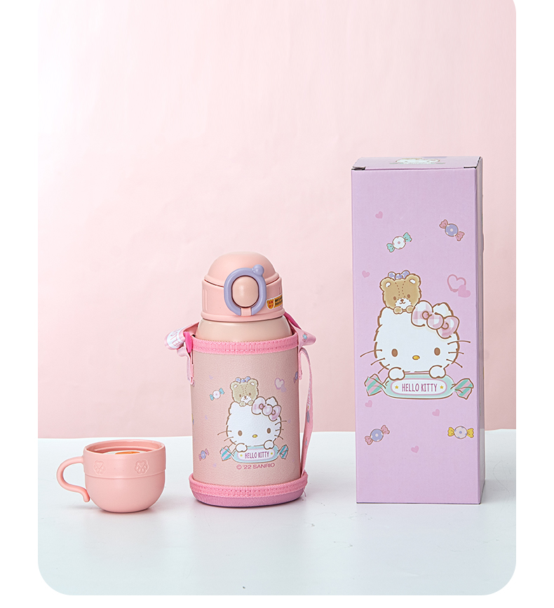 600ML卡通Hello Kitty两用儿童保温杯316不锈钢吸管杯