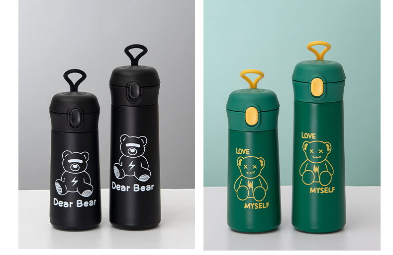 450ML酷酷动物弹跳保温杯304不锈钢便携直饮水杯