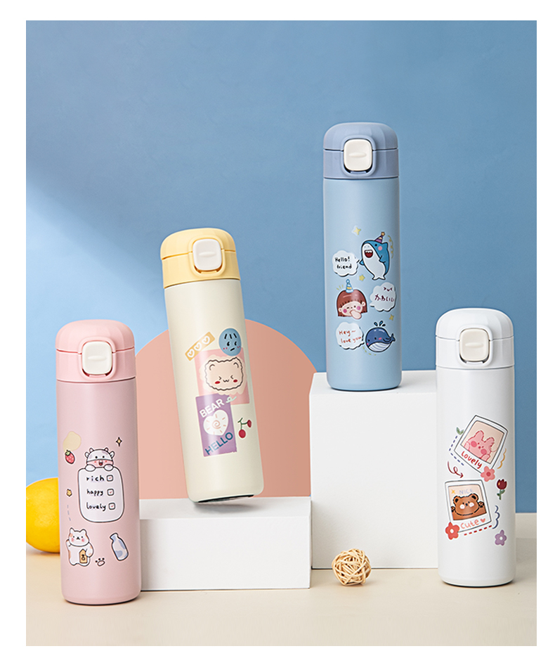 350ML海豚系列弹跳保温杯304不锈钢卡通可爱杯子