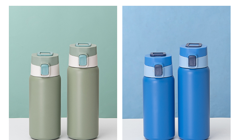550ML简约纯色真空保温杯304不锈钢弹跳盖手提水杯