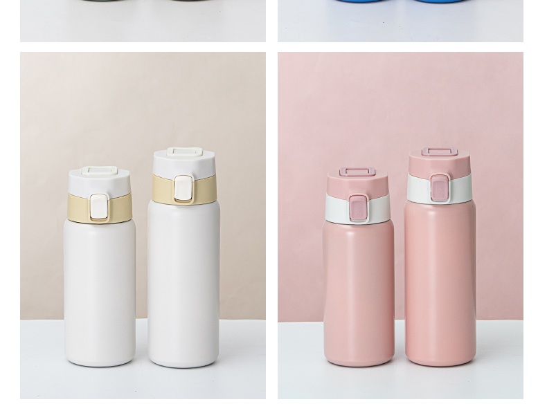 550ML简约纯色真空保温杯304不锈钢弹跳盖手提水杯