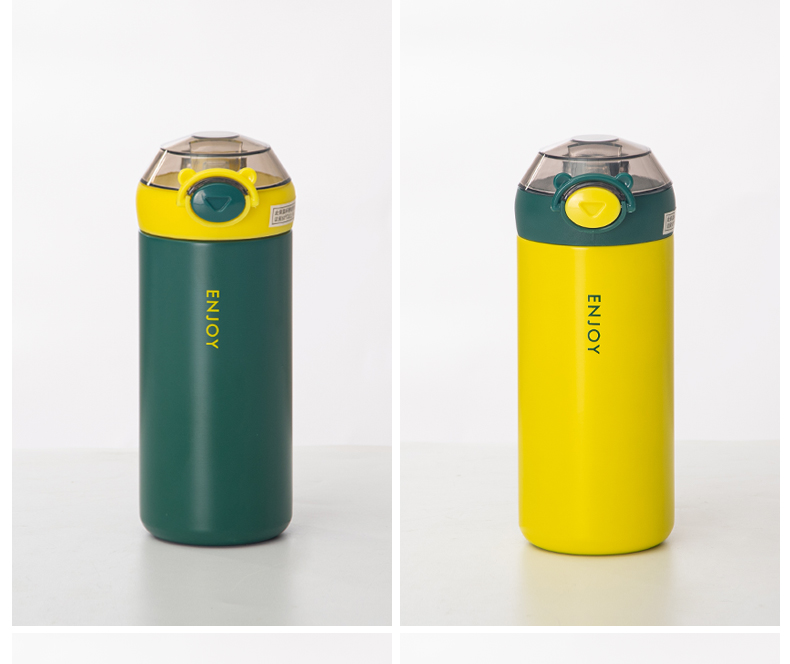 350ML小蒙包吸管弹跳萌熊保温杯304不锈钢简约水杯