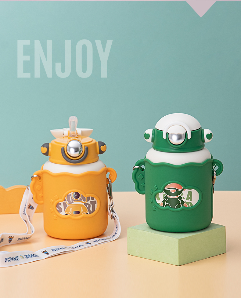 540ML创意银河保温杯304不锈钢卡通可爱吸管水杯