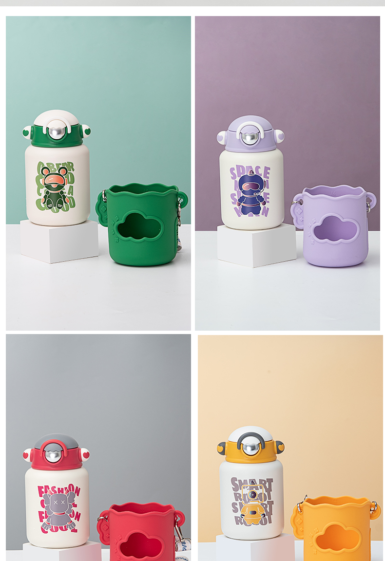 540ML创意银河保温杯304不锈钢卡通可爱吸管水杯