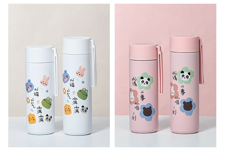 350ML福气满满吊带直身保温杯304不锈钢清新可爱水杯
