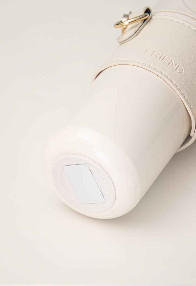 480ML皮套米豆豆吸管弹跳杯304不锈钢男女士商务水杯