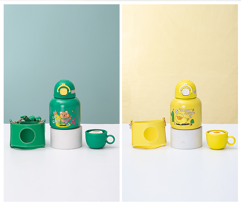 520ML快乐音乐会卡通吸管保温杯304不锈钢可爱大肚杯