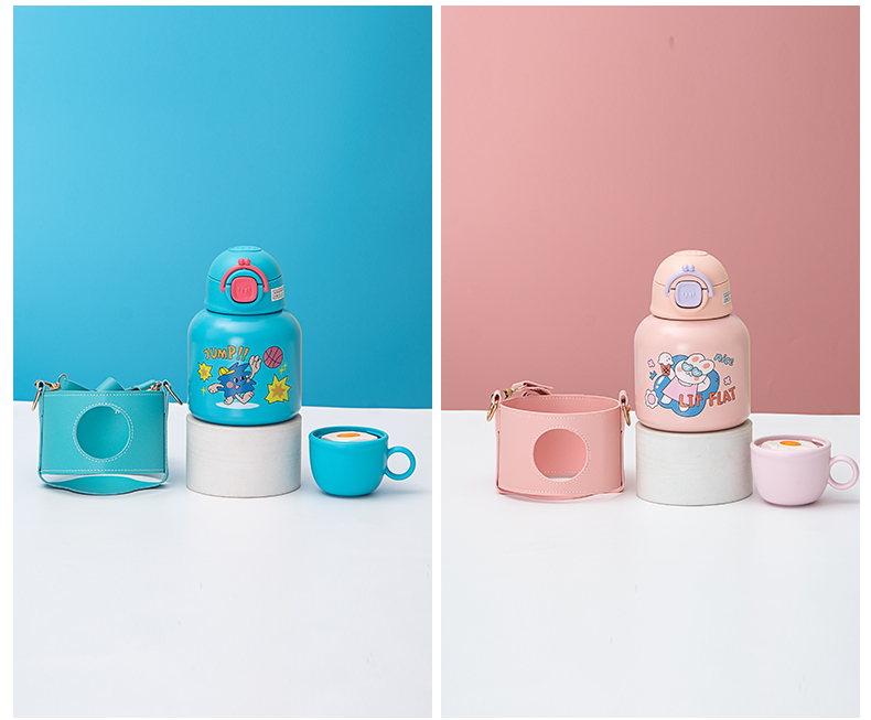 520ML快乐音乐会卡通吸管保温杯304不锈钢可爱大肚杯