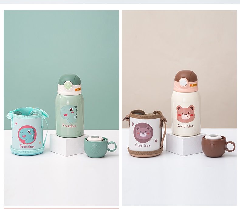500ML小萌兔萌萌保温杯316不锈钢一杯两盖儿童水杯
