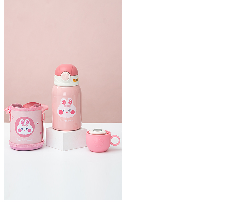 500ML小萌兔萌萌保温杯316不锈钢一杯两盖儿童水杯