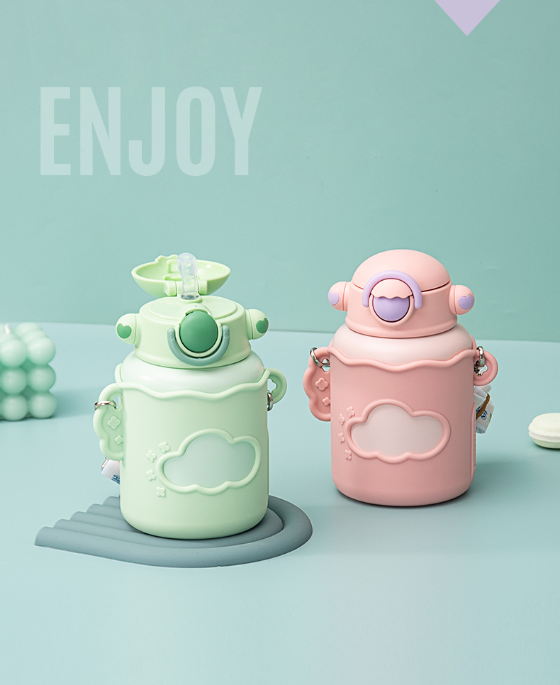 550ML星云儿童保温杯04不锈钢卡通可爱吸管水杯