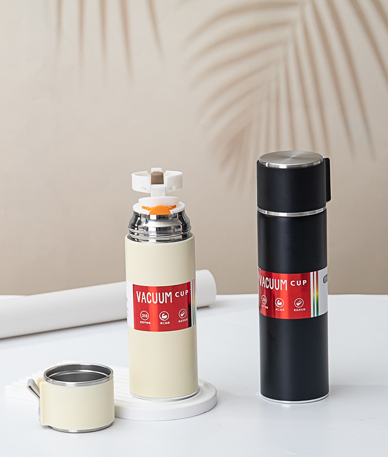 500ML真空保温杯简约纯色304不锈钢便携提手杯子