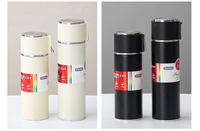 500ML真空保温杯简约纯色304不锈钢便携提手杯子