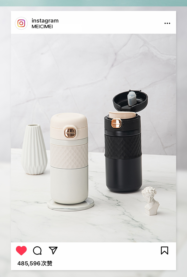 450ML甄吾咖啡杯时尚简约304不锈钢男女士商务保温杯