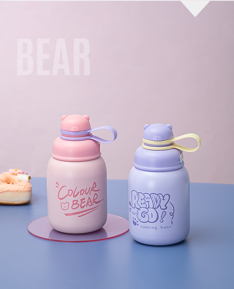 500ML圆圆吸管保温杯304不锈钢卡通可爱便携大肚杯