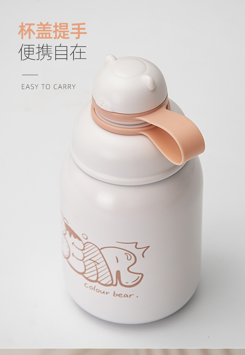 500ML圆圆吸管保温杯304不锈钢卡通可爱便携大肚杯