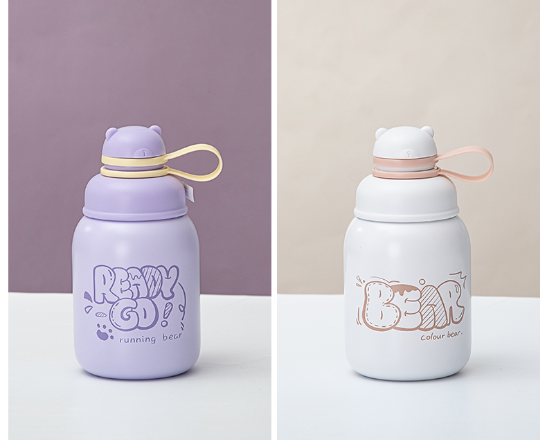 500ML圆圆吸管保温杯304不锈钢卡通可爱便携大肚杯