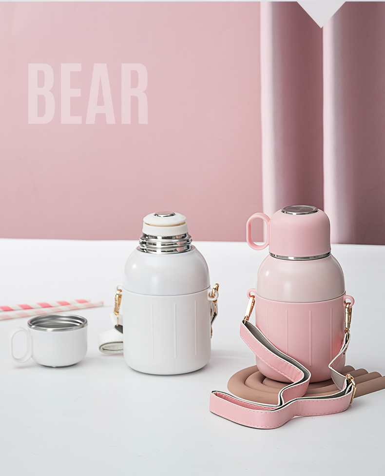 550ML悠言保温杯304不锈钢学生简约可爱少女心杯子